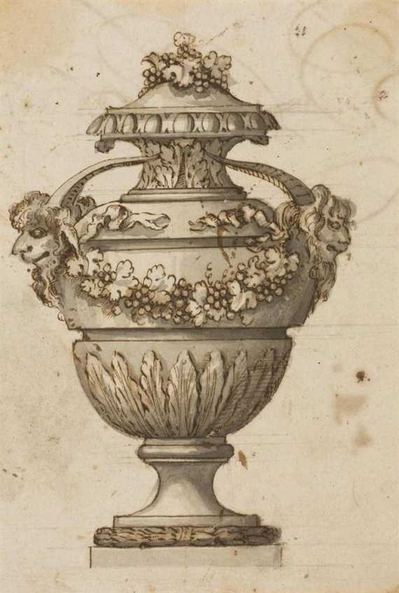 Appraisal: ITALIAN TH CENTURY Sketch for a decorative vase Brown pen