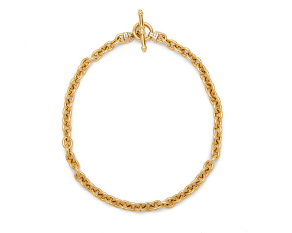 Appraisal: K Gold Link Necklace comprising polished oval-links completed by a