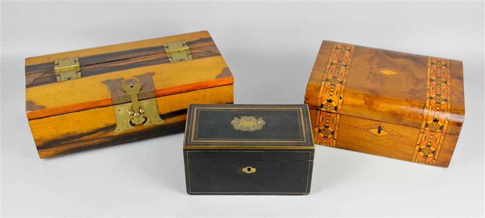 Appraisal: THREE WOOD BOXES LATE TH EARLY TH CENTURY including a