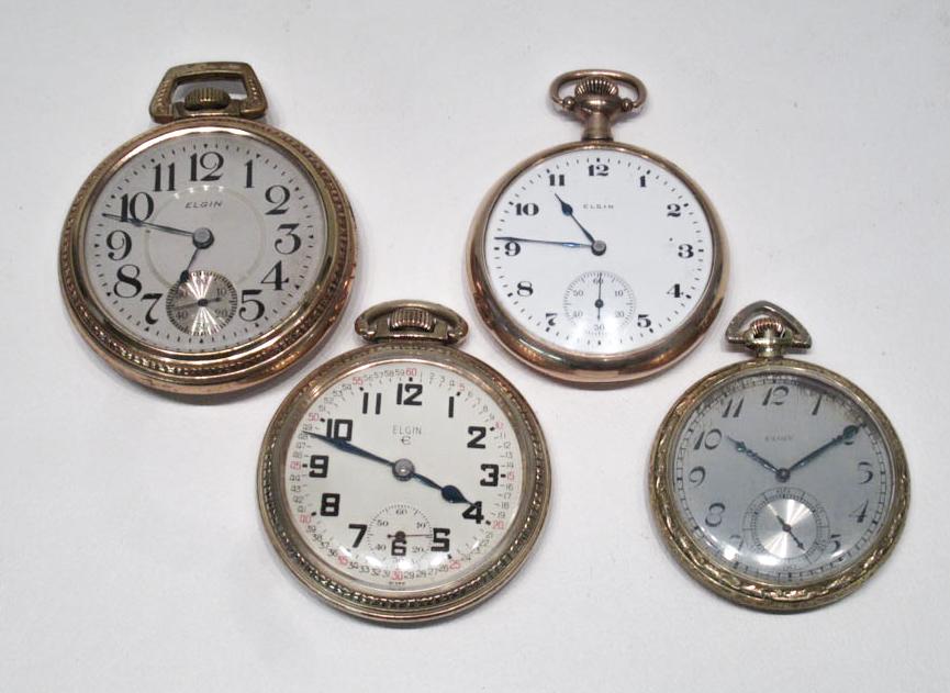 Appraisal: FOUR ELGIN OPEN FACE POCKET WATCHES model grade size s