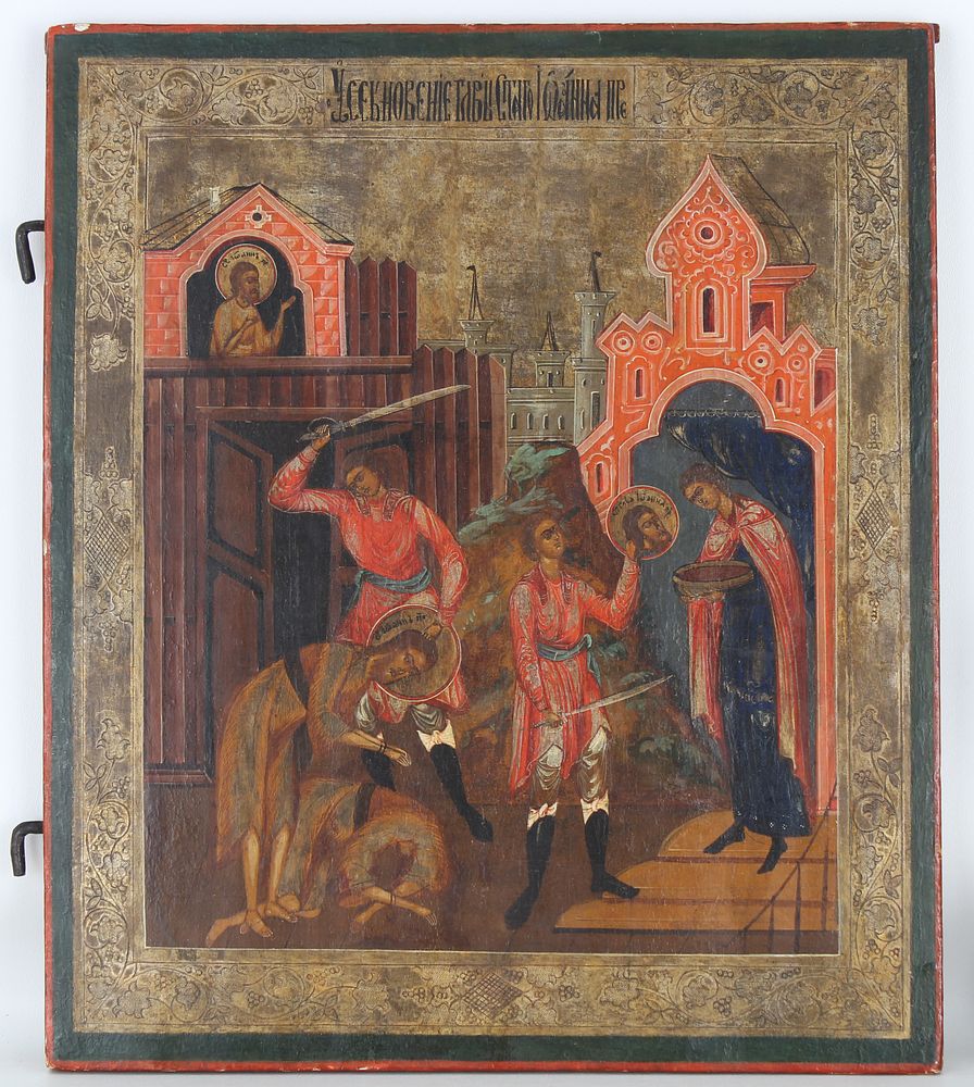 Appraisal: th C Double-Sided Exhibited Russian Icon th C Double-Sided Exhibited