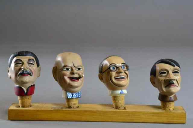 Appraisal: WW LEADERS CORKSTOPPERSFinely molded and hand painted porcelain corkstoppers depicting