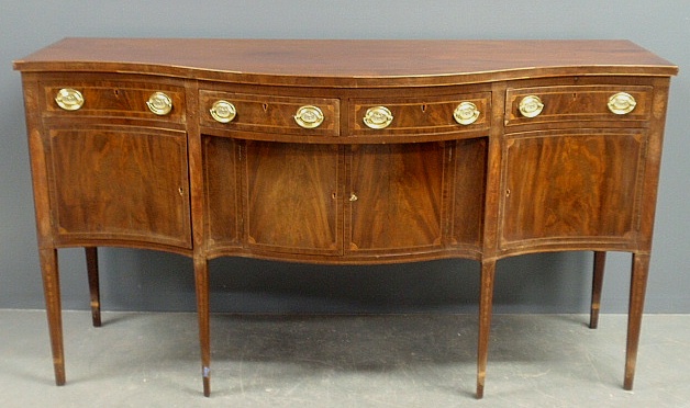 Appraisal: - Philadelphia Hepplewhite inlaid mahogany sideboard c with serpentine front