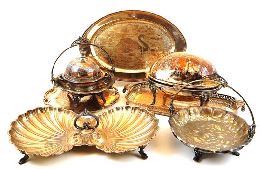 Appraisal: Victorian silver plate eight pieces Rogers Bros domed butter dish