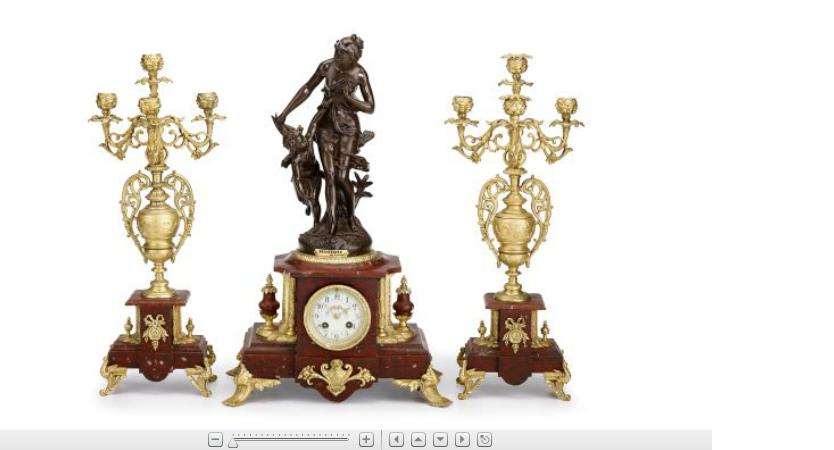 Appraisal: French marble and gilt bronze clock and garnitureearly th century