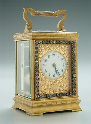 Appraisal: Jeweled French carriage clock th century style open escapement at