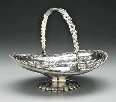 Appraisal: Charleston coin silver basket oval with scalloped border hinged handle