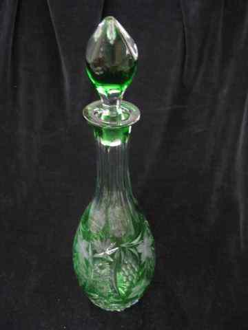 Appraisal: Emerald Cut-to-Clear Decanter grape vine decor with panels of hobstars