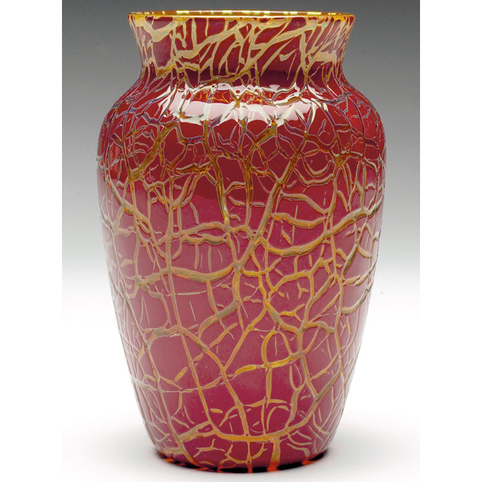 Appraisal: Nice Durand vase shouldered form with inverted neck in amber