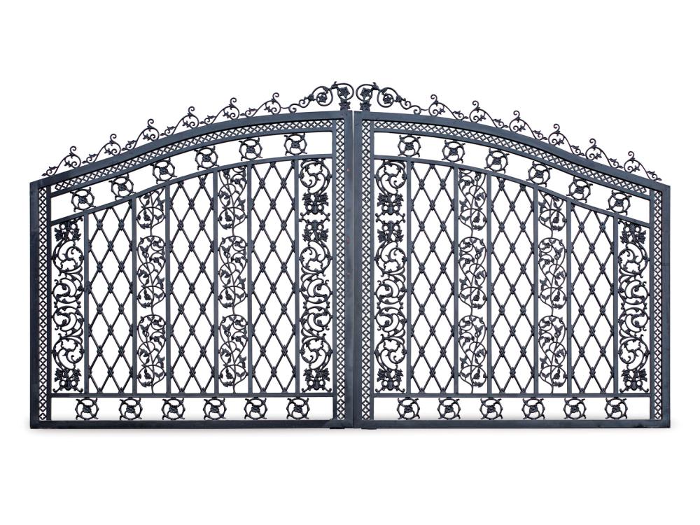 Appraisal: Pair of Napoleon III-Style Cast Iron Gates arched form with