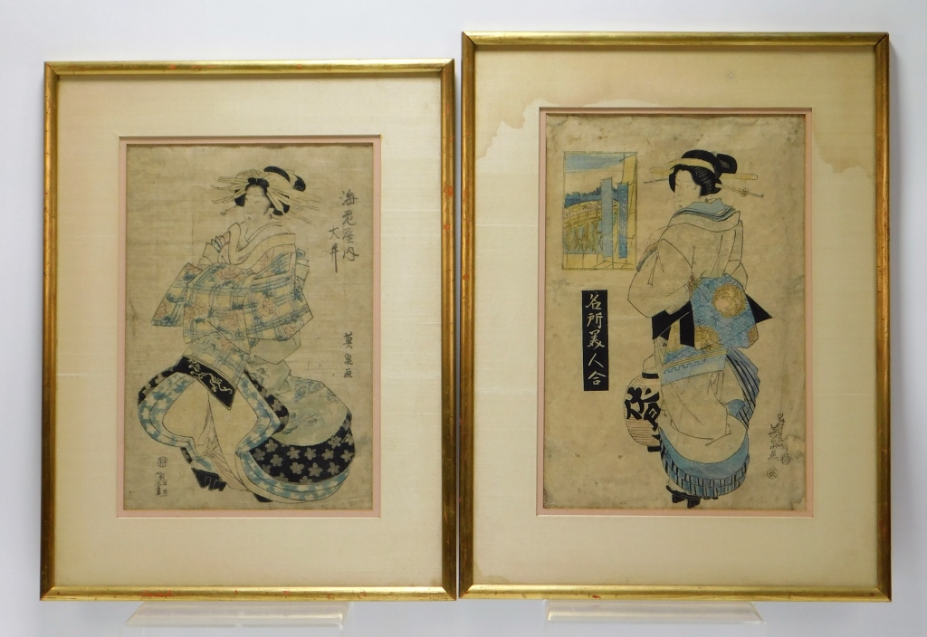 Appraisal: PR EIZAN KIKUGAWA GEISHA WOODBLOCK PRINTS Japan - Includes an