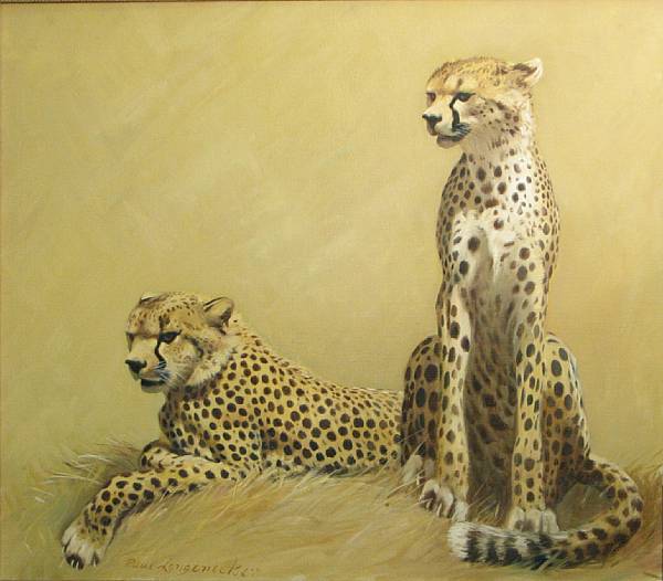 Appraisal: Paul Longenecker th Century Cheetahs signed 'Paul Longenecker' lower left