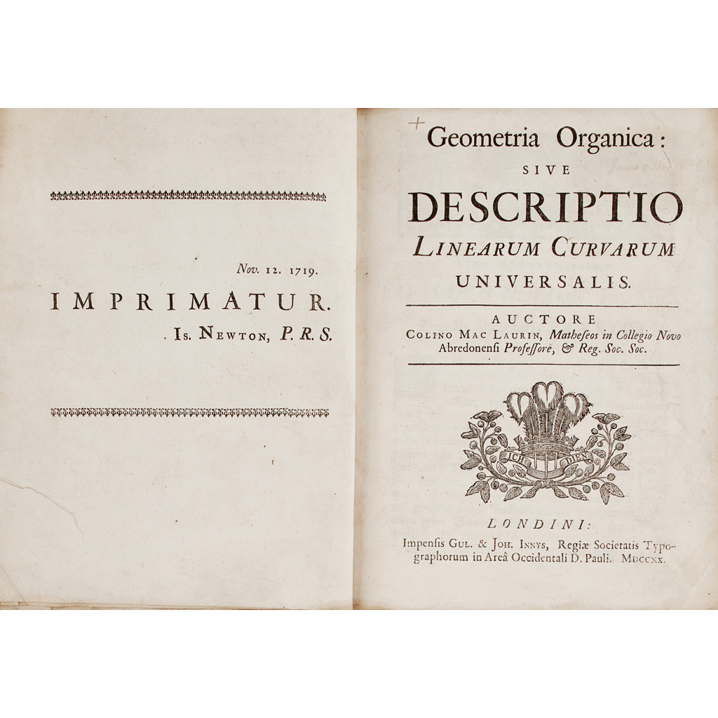 Appraisal: Maclaurin Colin Geometria Organica sive Descriptio Linearum Curvarum Universalis London