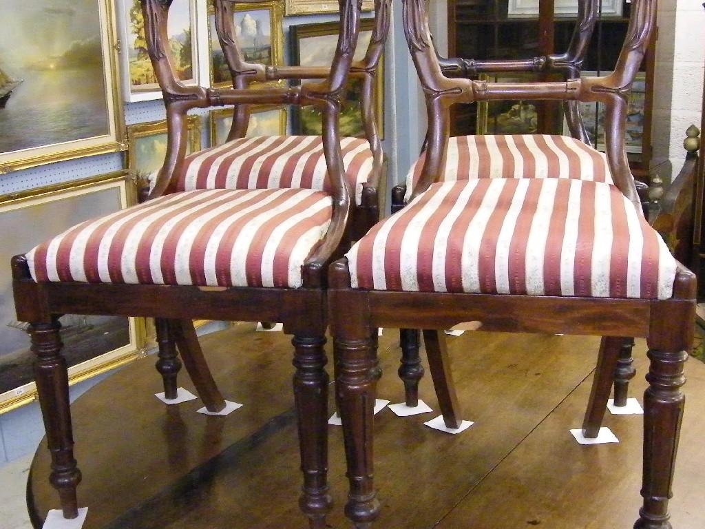 Appraisal: Set of four Victorian mahogany balloon back dining chairs the