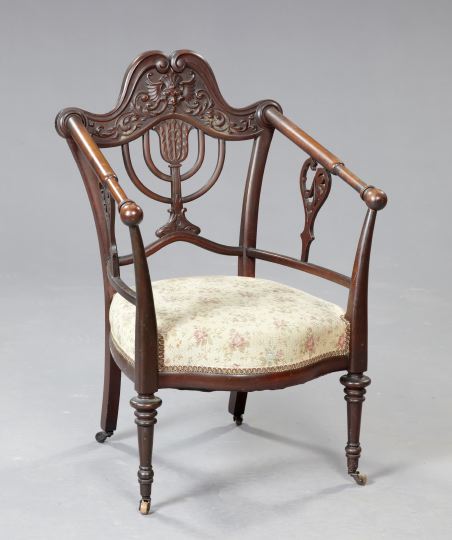 Appraisal: American Mahoganized Birch Armchair ca of Art Nouveau inspiration the