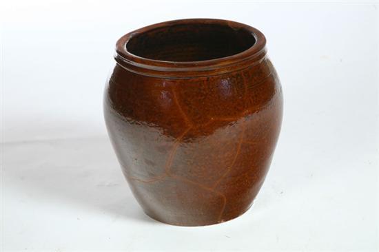 Appraisal: REDWARE JAR Probably Southern th century Large jar with crazed