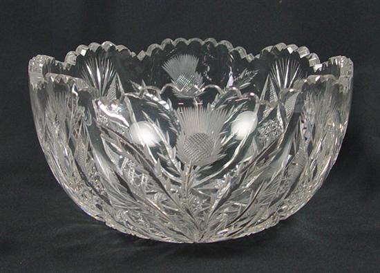 Appraisal: Cut Glass Bowl Mid th Century Cut glass bowl with