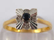 Appraisal: A yellow metal tests carat gold sapphire ring size N