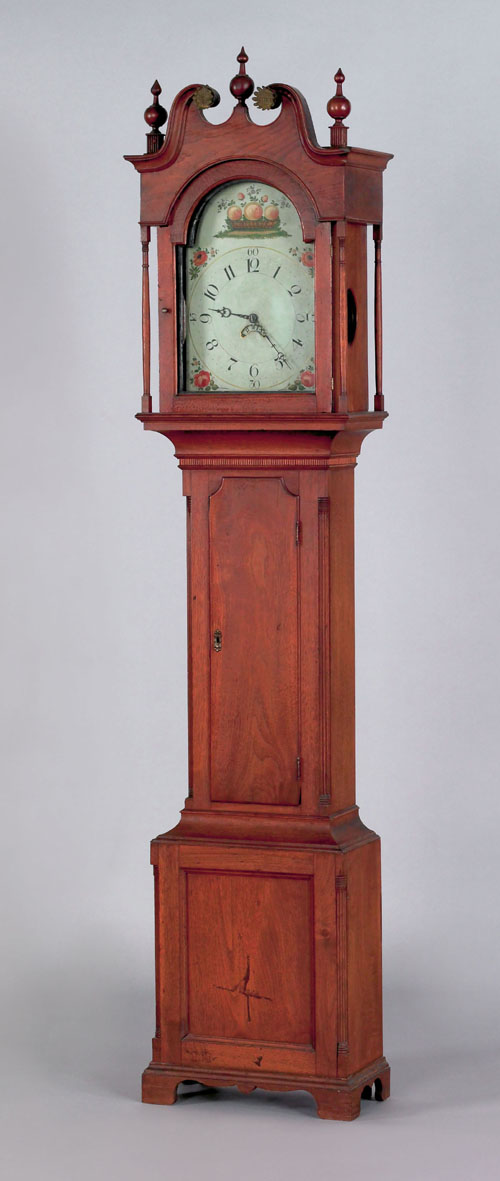 Appraisal: Chippendale walnut tall clock ca with a broken arch bonnet