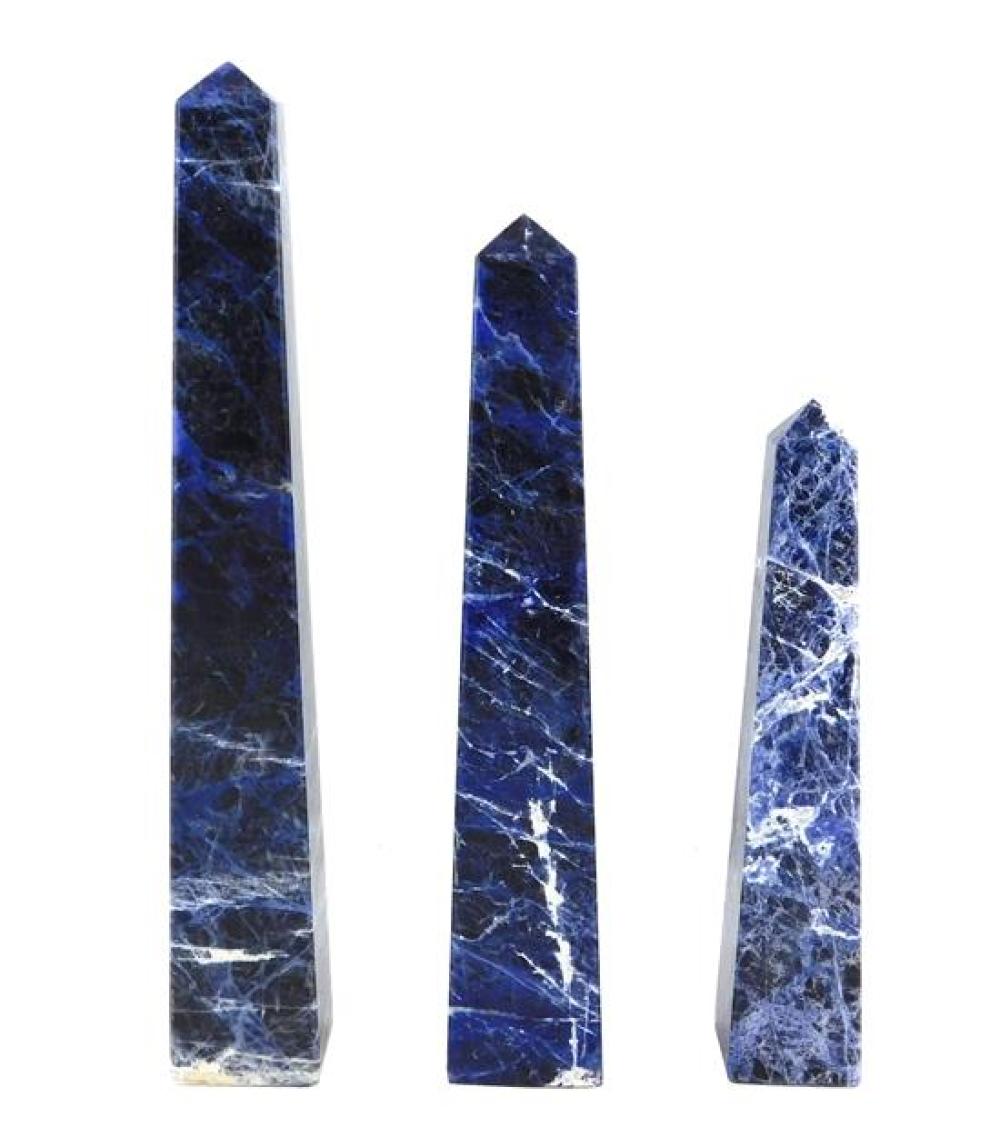 Appraisal: Three sodalite obelisks all with rich blue color and white