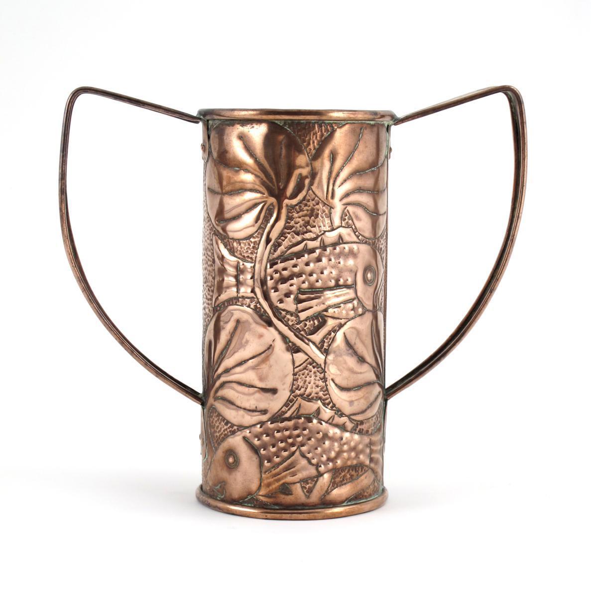 Appraisal: A John Williams repousse copper twin-handled vase