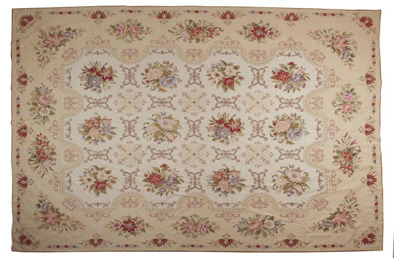 Appraisal: Aubusson Needlepoint Carpet French early th c soft yellow border