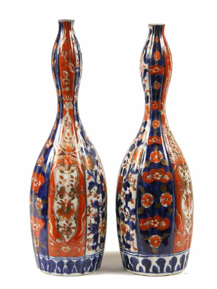 Appraisal: PAIR IMARI VASES - Unusual Pair of Japanese Imari polychrome