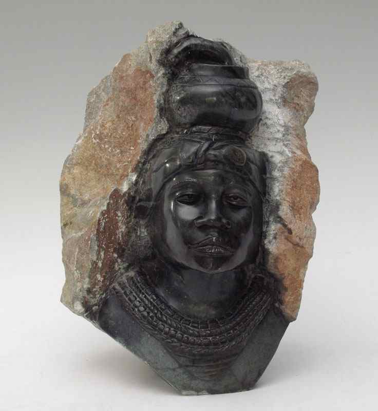 Appraisal: AFRICAN SHONA STONE CARVING OF ROYALTY Carved by Ernest Nyakurwa