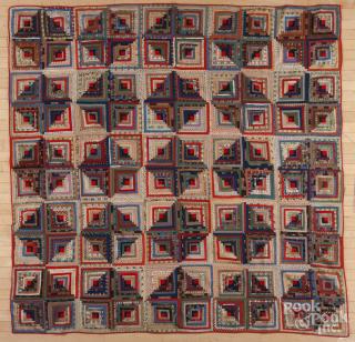 Appraisal: Pieced log cabin quilt late th c '' x ''