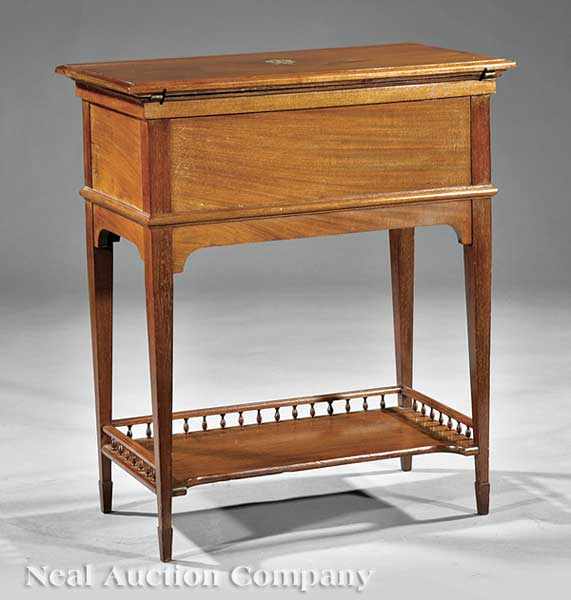 Appraisal: An Edwardian Mahogany Mechanical Action Desk c labeled Maple Co