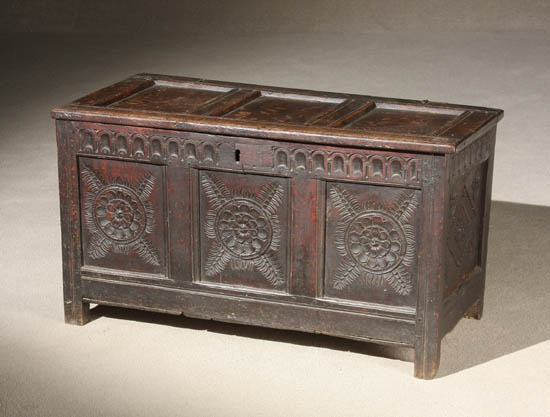 Appraisal: Lot Property of Various Owners English Carved Oak Coffer Last