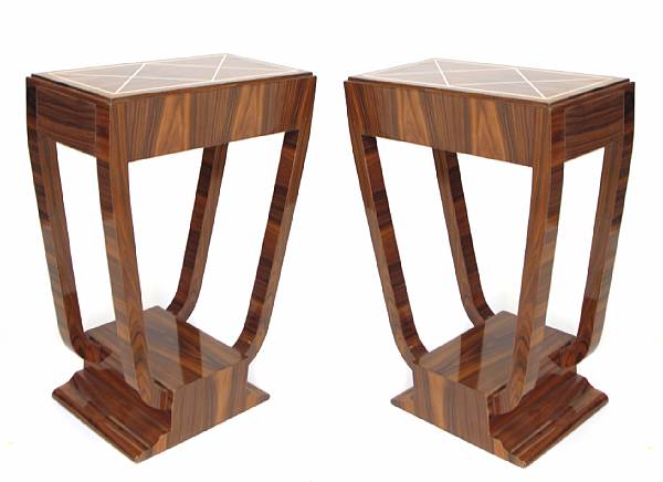 Appraisal: A pair of inlaid two drawer small Art Deco style