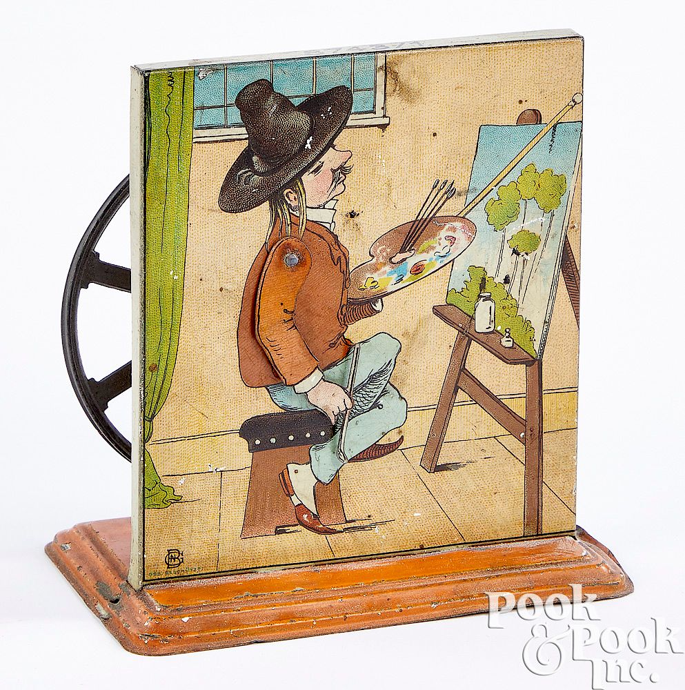 Appraisal: Bing tin lithograph artist steam toy accessory Bing tin lithograph