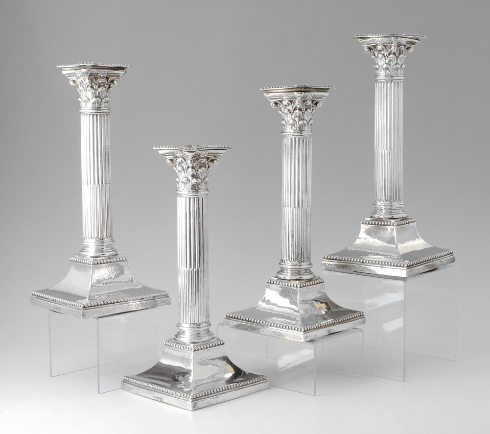 Appraisal: KEBBERLING ENGLISH STERLING CANDLESTICKS weighted sterling silver candlesticks by Hawksworth