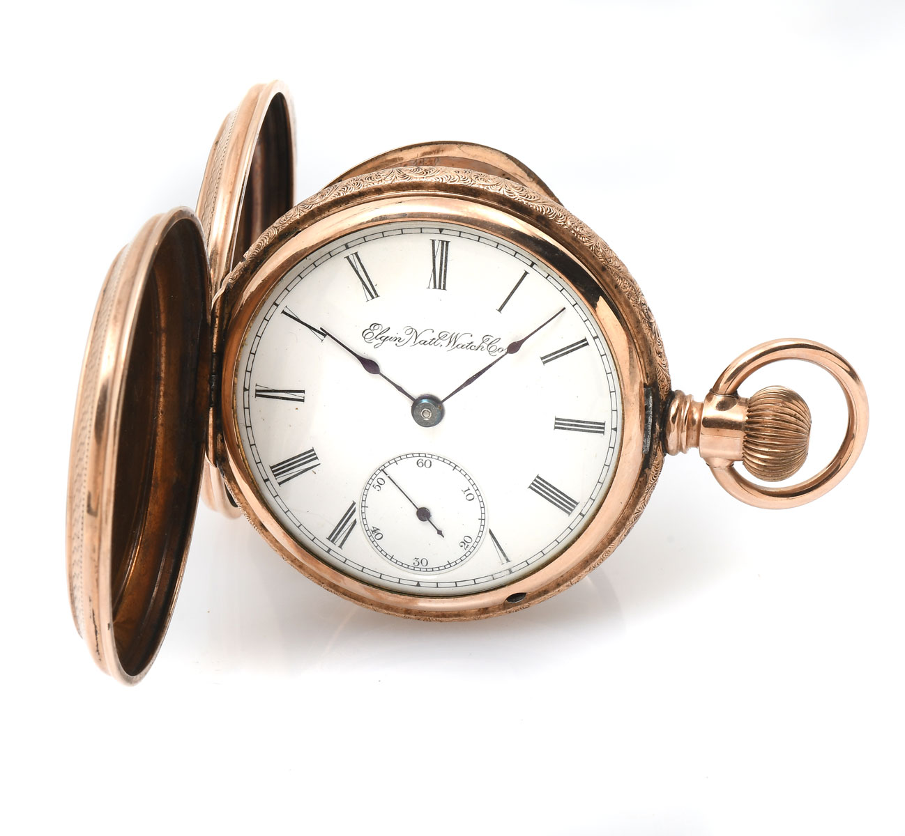 Appraisal: FINE K ELGIN HUNTERS POCKET WATCH Nicely engraved K yellow