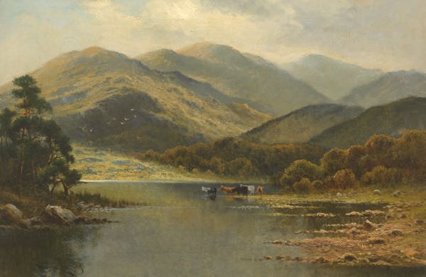 Appraisal: WILLIAM LANGLEY BRITISH - x Cattle in a river Oil