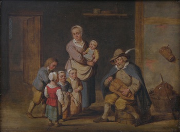 Appraisal: Dutch School th Century Dutch family in an interior Oil