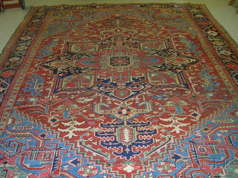 Appraisal: Heriz Carpet Northwest Persia early th century areas of wear