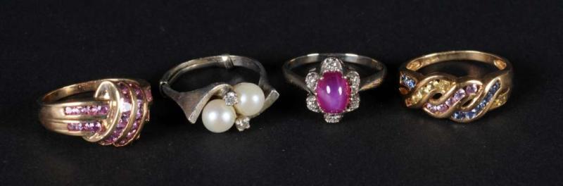 Appraisal: Lot of Rings with Gemstones Description Includes one with pearls