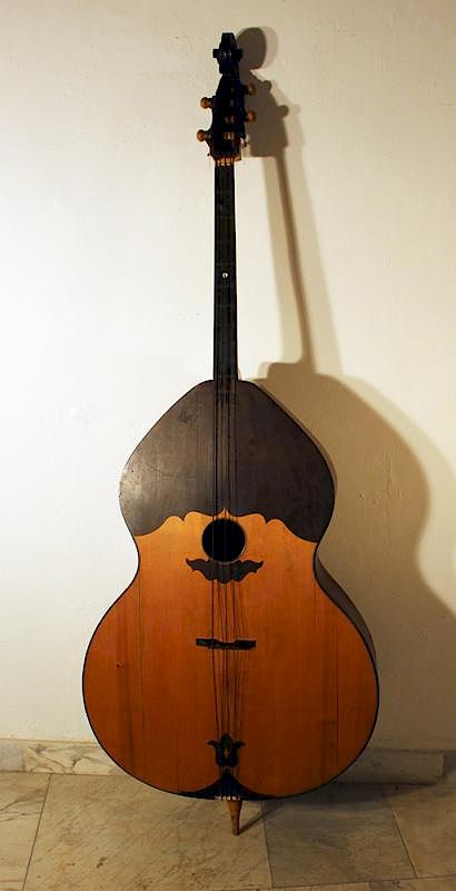 Appraisal: Double bass Double bass instrument with four strings inside remains