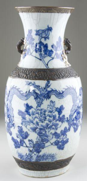 Appraisal: Chinese Blue White Porcelain Vase late Qing Dynasty baluster form