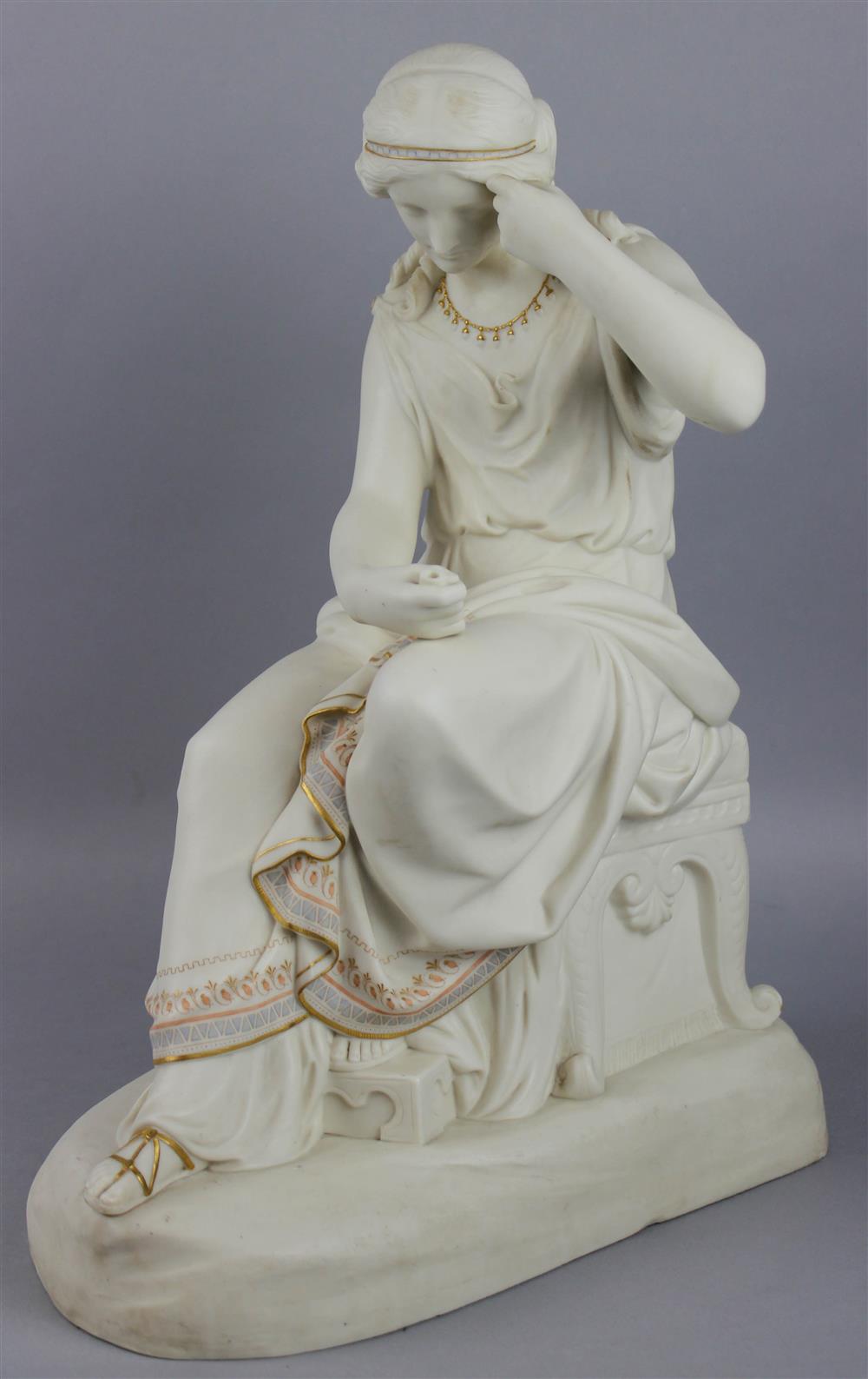 Appraisal: COPELAND PARCEL GILT PARIAN CLASSICAL FIGURE AT HER TOILETTE impressed