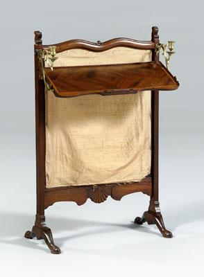 Appraisal: Chippendale carved fire screen oak frame fold-up candle shelf with