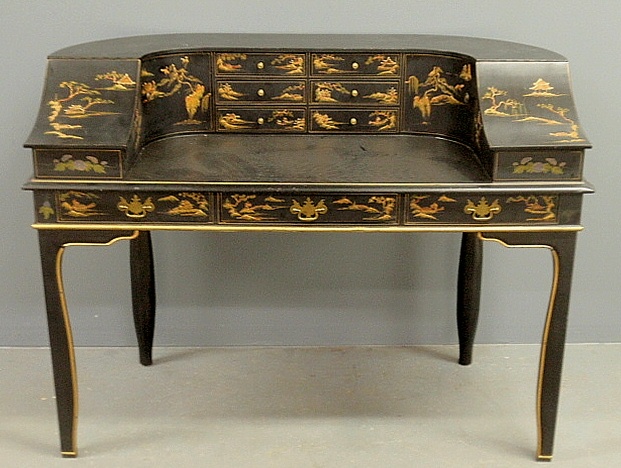 Appraisal: - Chinoiserie lacquered Carlton House desk signed Baker h x