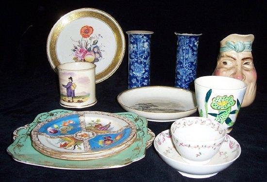 Appraisal: Three dessert plates painted fruit and flowers and sundry decorative