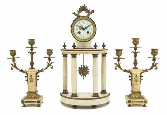 Appraisal: An Assembled French Marble and Gilt Metal Clock Garniture the