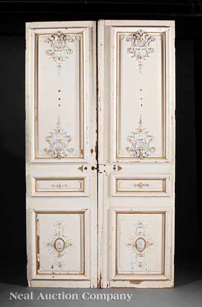 Appraisal: A Pair of Large Louis XVI Carved and Painted Chateau