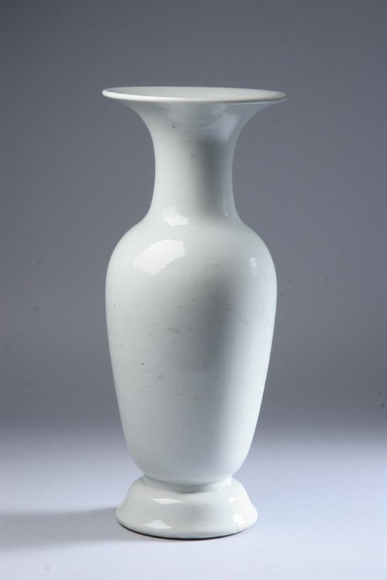 Appraisal: CHINESE MONOCHROME WHITE PORCELAIN VASE th century Of ovoid form