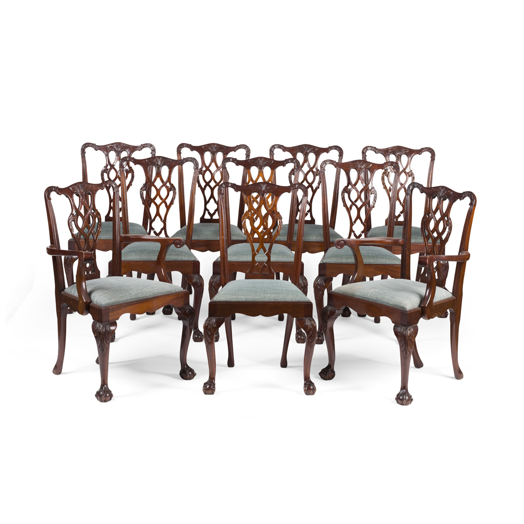 Appraisal: SET OF TEN 'CHIPPENDALE' STYLE MAHOGANY DINING CHAIRS TH CENTURY