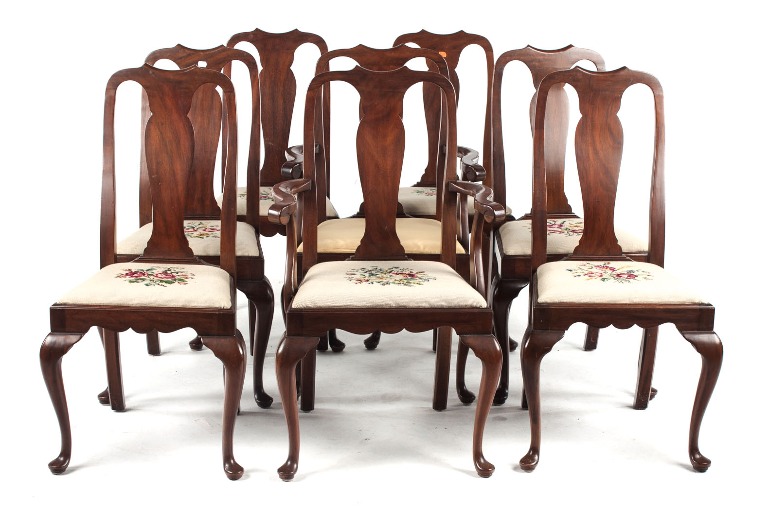 Appraisal: Henkel Harris Queen Anne style dining chairs two arm and